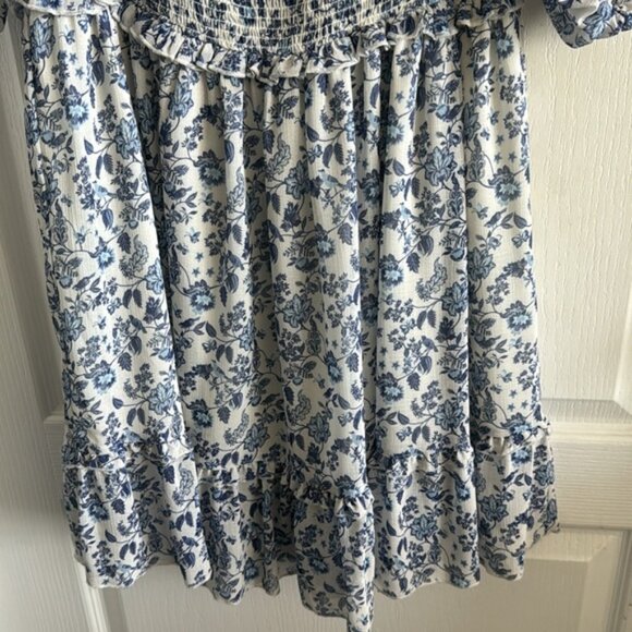 Super Natural by Secret Mission Dress Chiffon Ruffle Blue Floral M - Picture 12 of 16